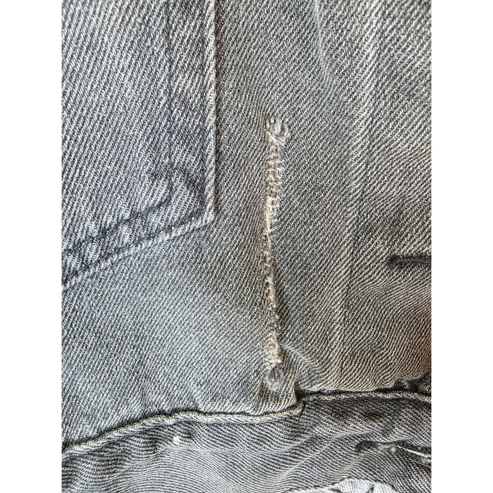 Blue B Collection Washed Black Cropped Distressed Denim Jacket Rhinestone Fringe - Picture 3 of 12